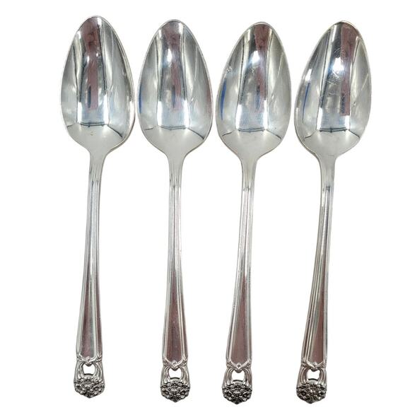 Rogers Brothers Silver Plate‎ Eternally Yours Coquette 4 Teaspoons - Picture 1 of 9